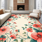 Coral Floral Vine Pattern Rug