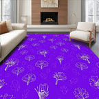 White Floral Sketch Pattern Rug