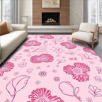 Pink Floral Sketch Pattern Rug