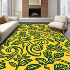 Floral Swirls and Leaves Pattern Rug