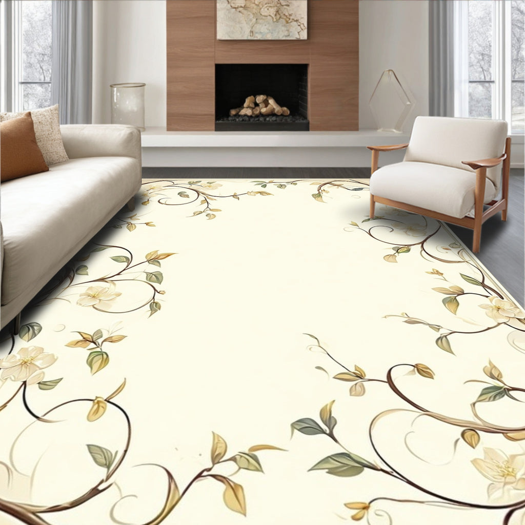 Vintage Floral Vine Scroll Rug