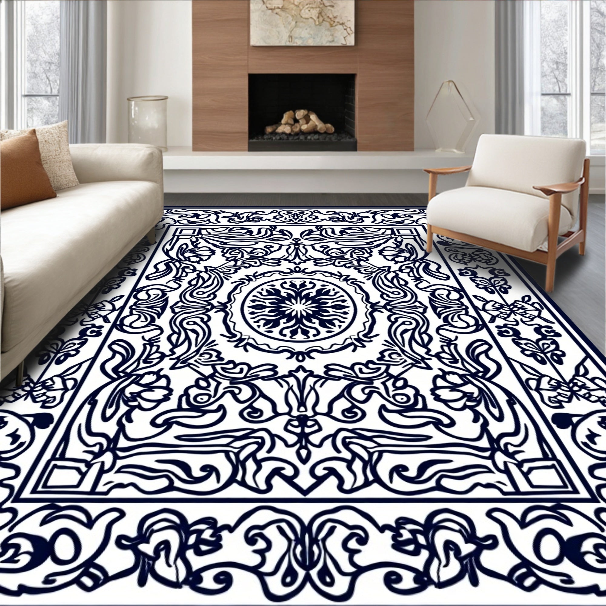 Classic Floral Medallion Intricate Design Rug