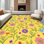 Whimsical Floral Butterfly Meadow Pattern Rug