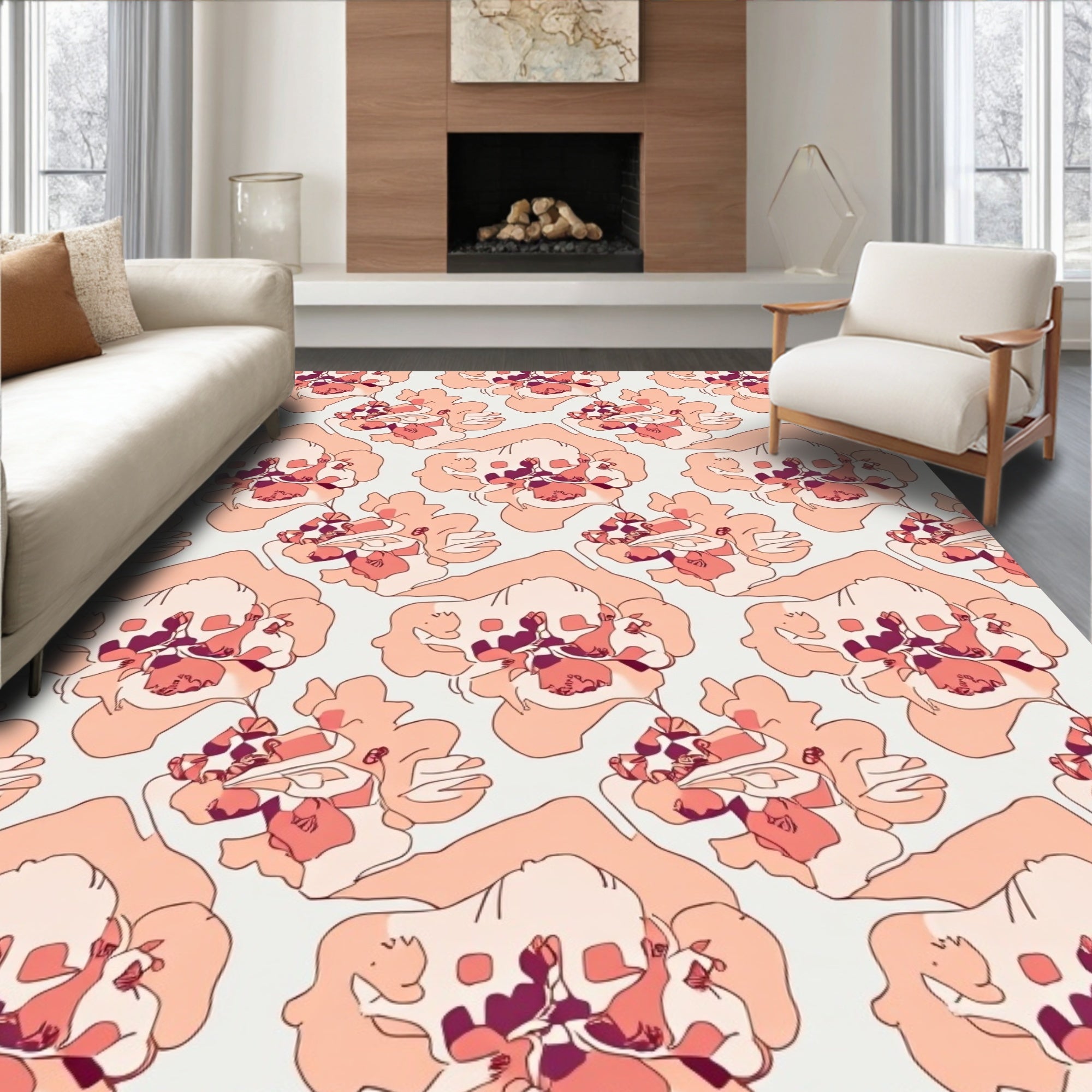 Orchid Bloom Abstract Pattern Rug