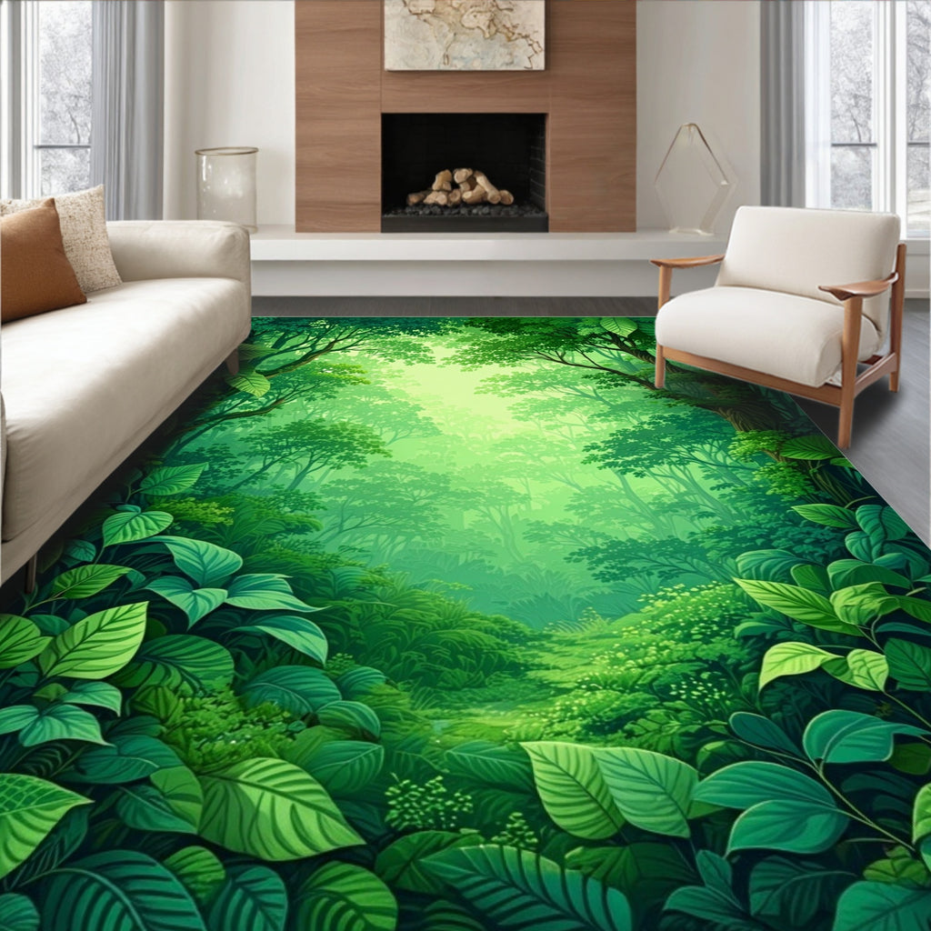 Lush Verdant Forest Canopy Design Rug