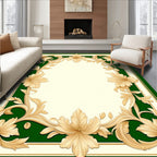 Elegant Gold Floral Scroll Design Rug
