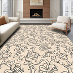 Whimsical Floral Outline Pattern Rug