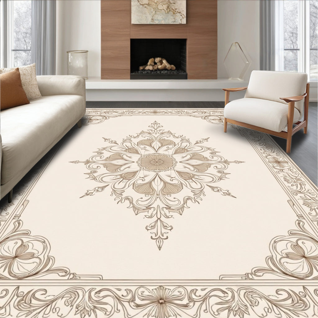 Vintage Floral Mandala Scrollwork Design Rug