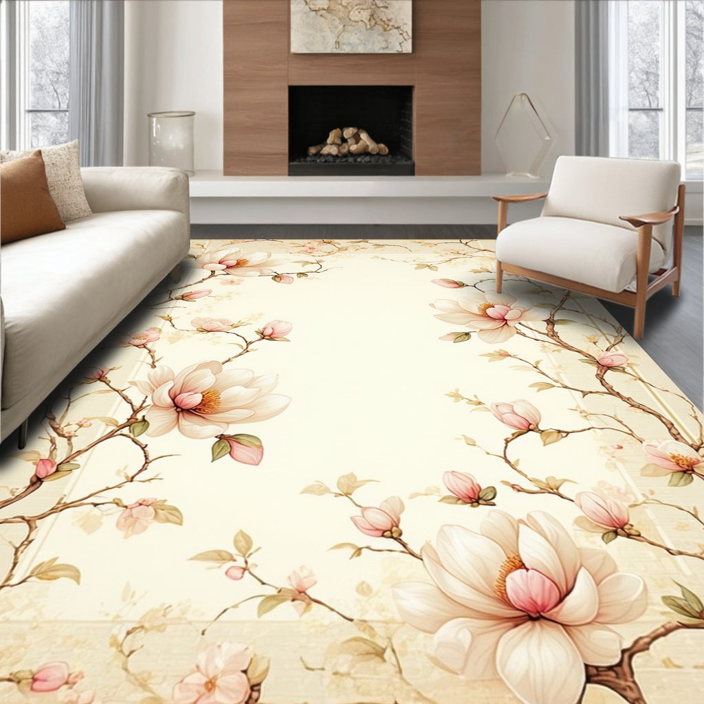 Elegant Floral Branches Botanical Design Rug