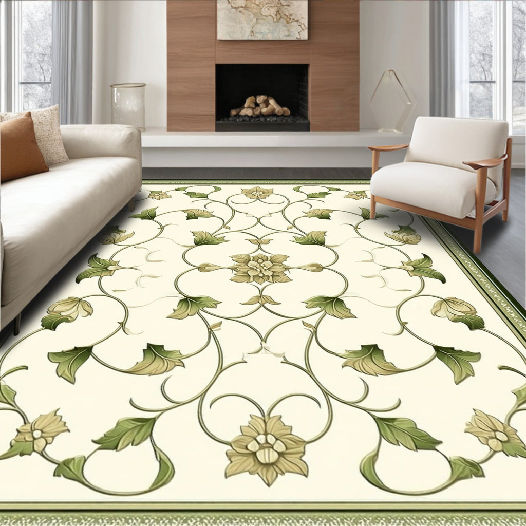 Elegant Floral Vines Patterned Rug