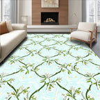Light Blue Swirl Botanical Vine Rug