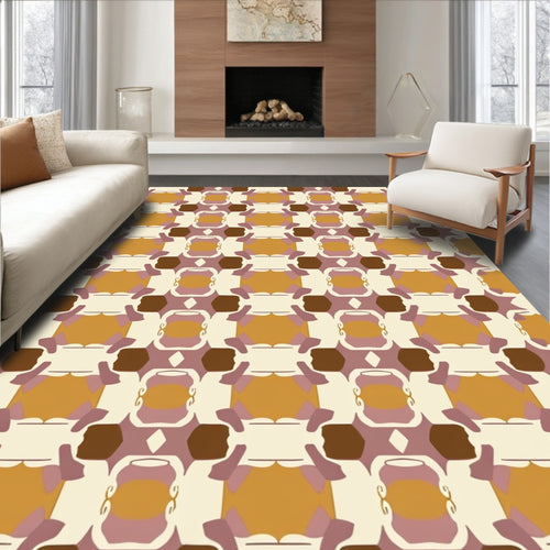 Abstract Geometric Ochre Pattern Rug