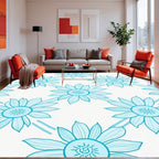 Blue Daisy Floral Tiling Rug