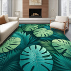 Lush Tropical Leaf Pattern Rug
