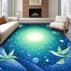 Dreamy Starry Night Hummingbirds Rug