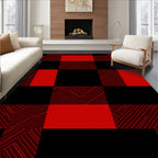 Bold Red Black Circuit Buffalo Check Rug