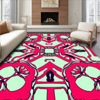 Bold Pink Geometric Floral Pattern Rug