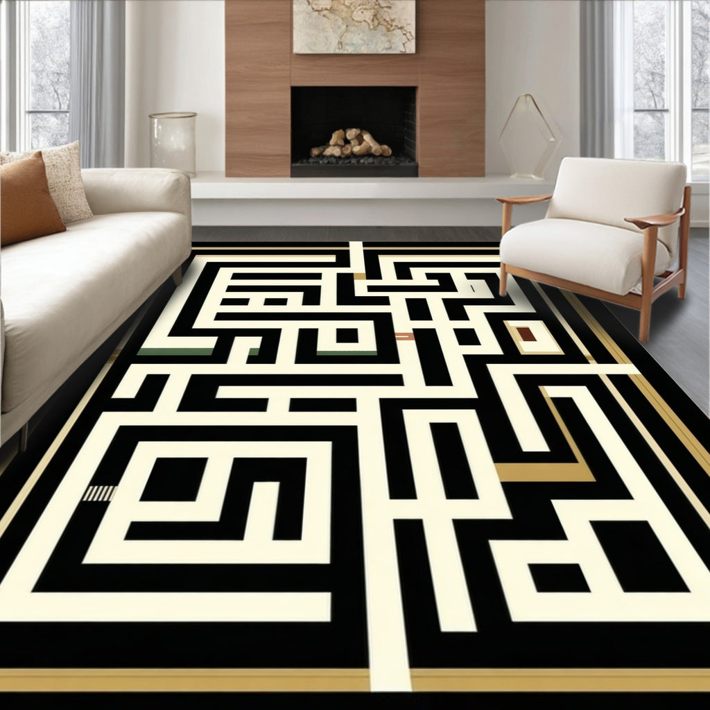 Geometric Maze Pattern Rug
