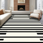 Bold Black and White Striped Pattern Rug