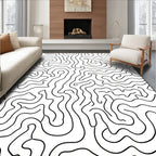 Abstract Black Swirls Pattern Rug