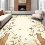 Sepia Floral Squirrels Butterflies Rug