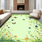 Whimsical Butterfly and Floral Garden Rug