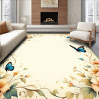 Delicate Floral Vine Butterfly Pattern Rug