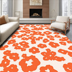 Abstract Orange Floral Pattern Rug