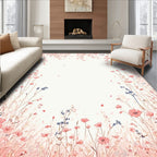 Delicate Pink Floral Scene Rug