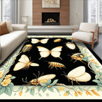 Nature Insects Butterflies Floral Border Rug