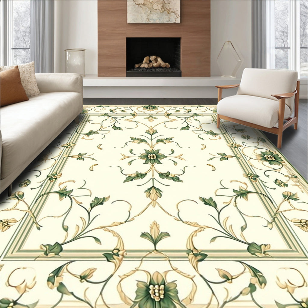 Elegant Floral Vines Patterned Rug