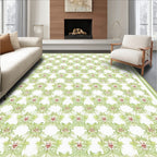 Green Floral Intertwined Elegant Pattern Rug