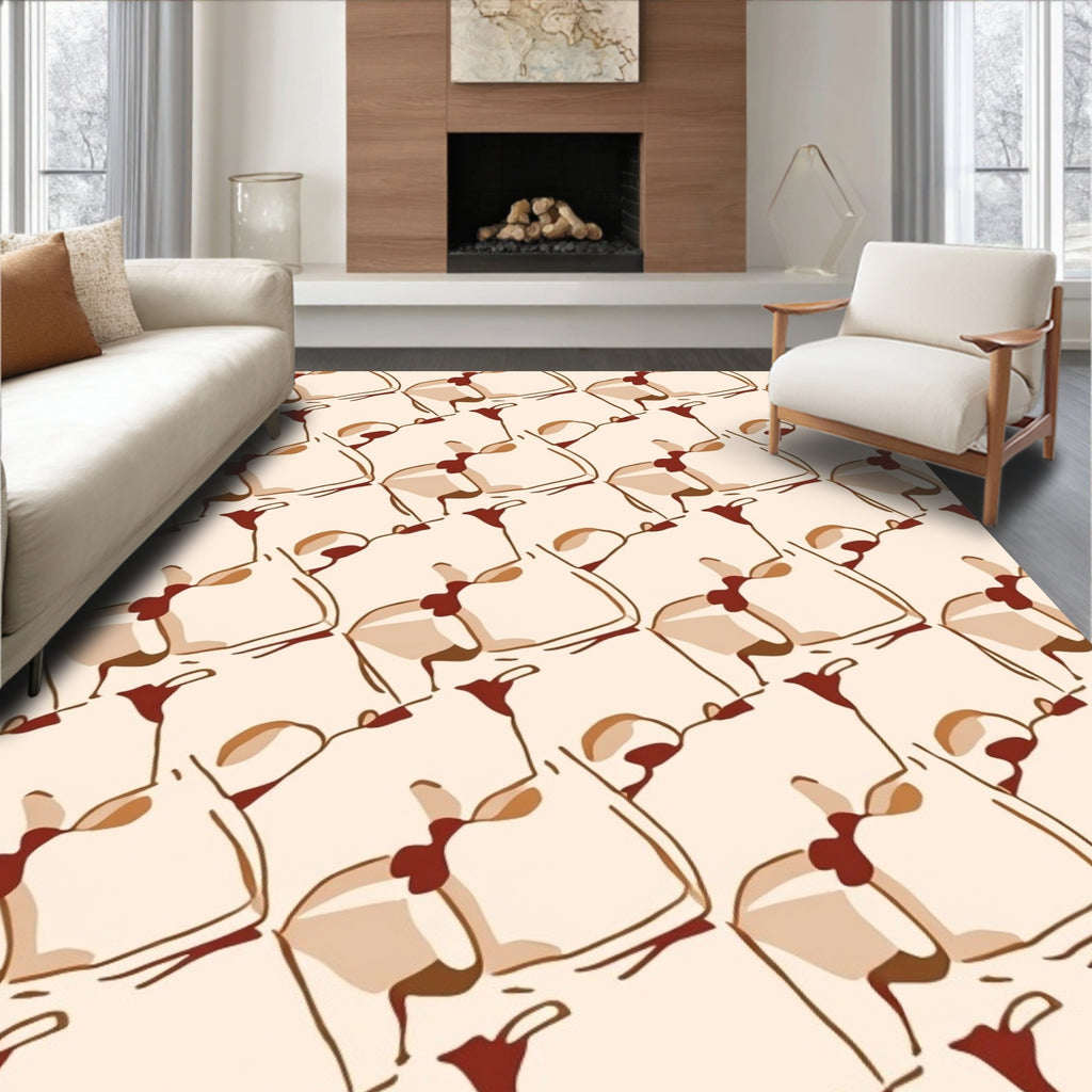 Abstract Beige And Brown Shapes Rug