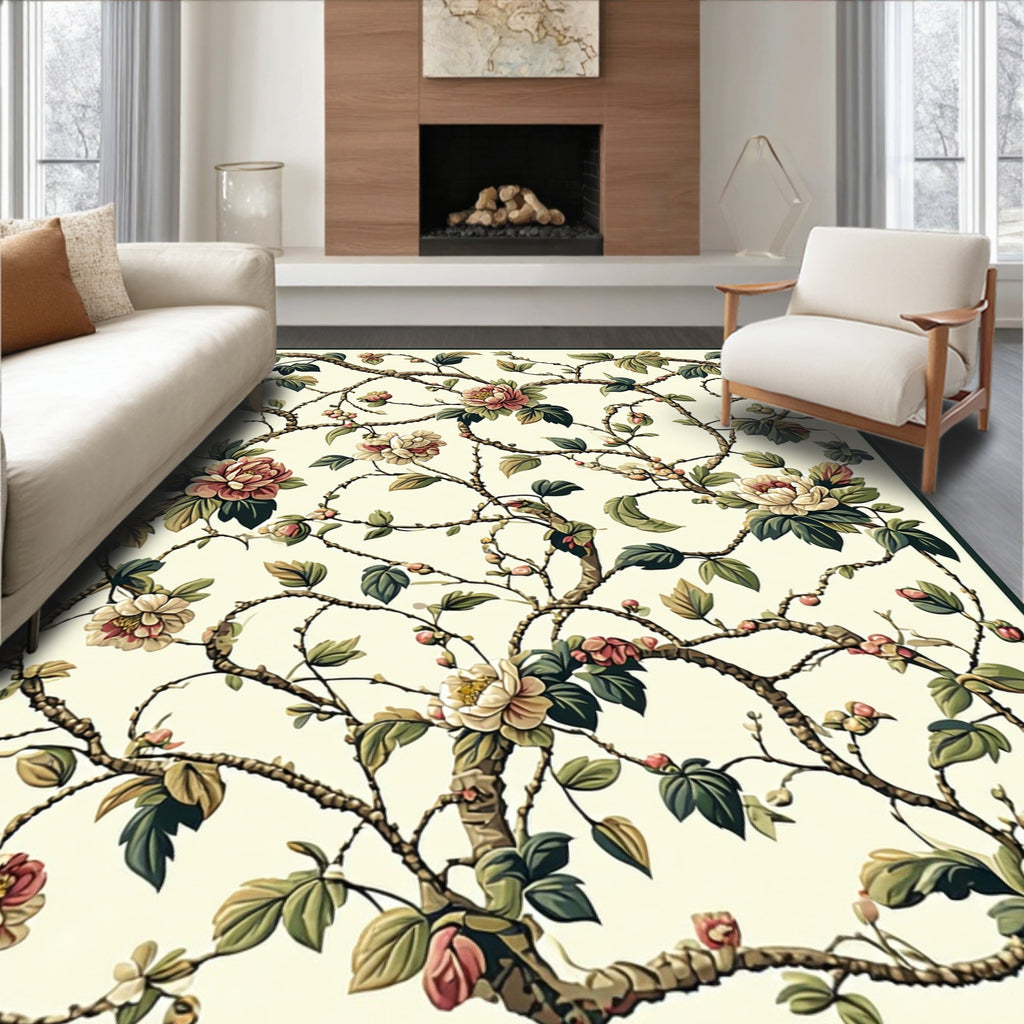 Elegant Floral Vine Print Rug