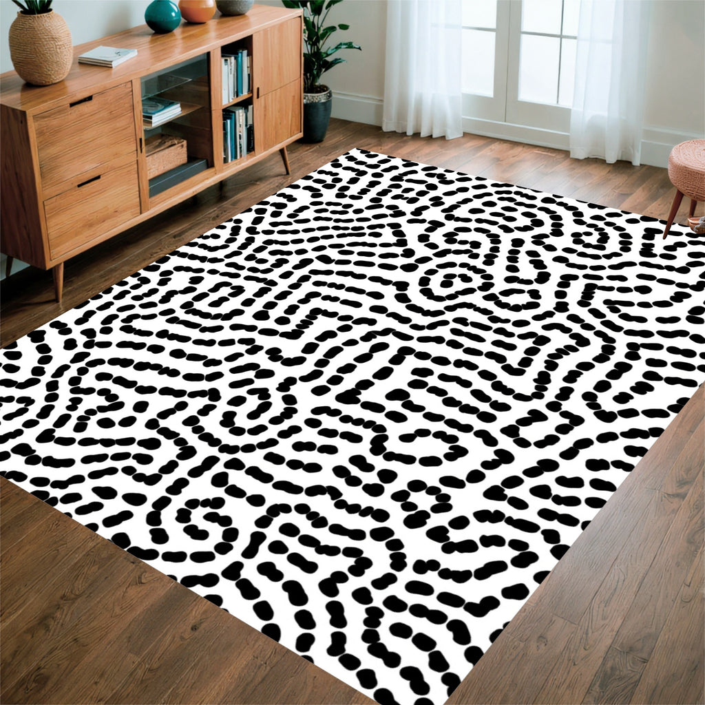 Abstract Curve Pattern With Dots Rug