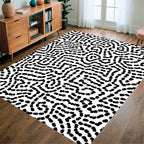 Abstract Curve Pattern With Dots Rug
