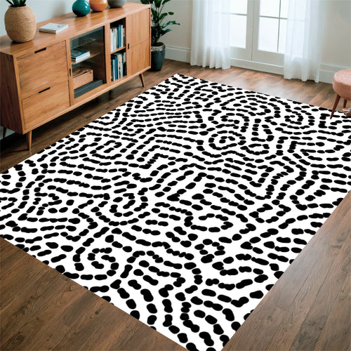 Abstract Curve Pattern With Dots Rug
