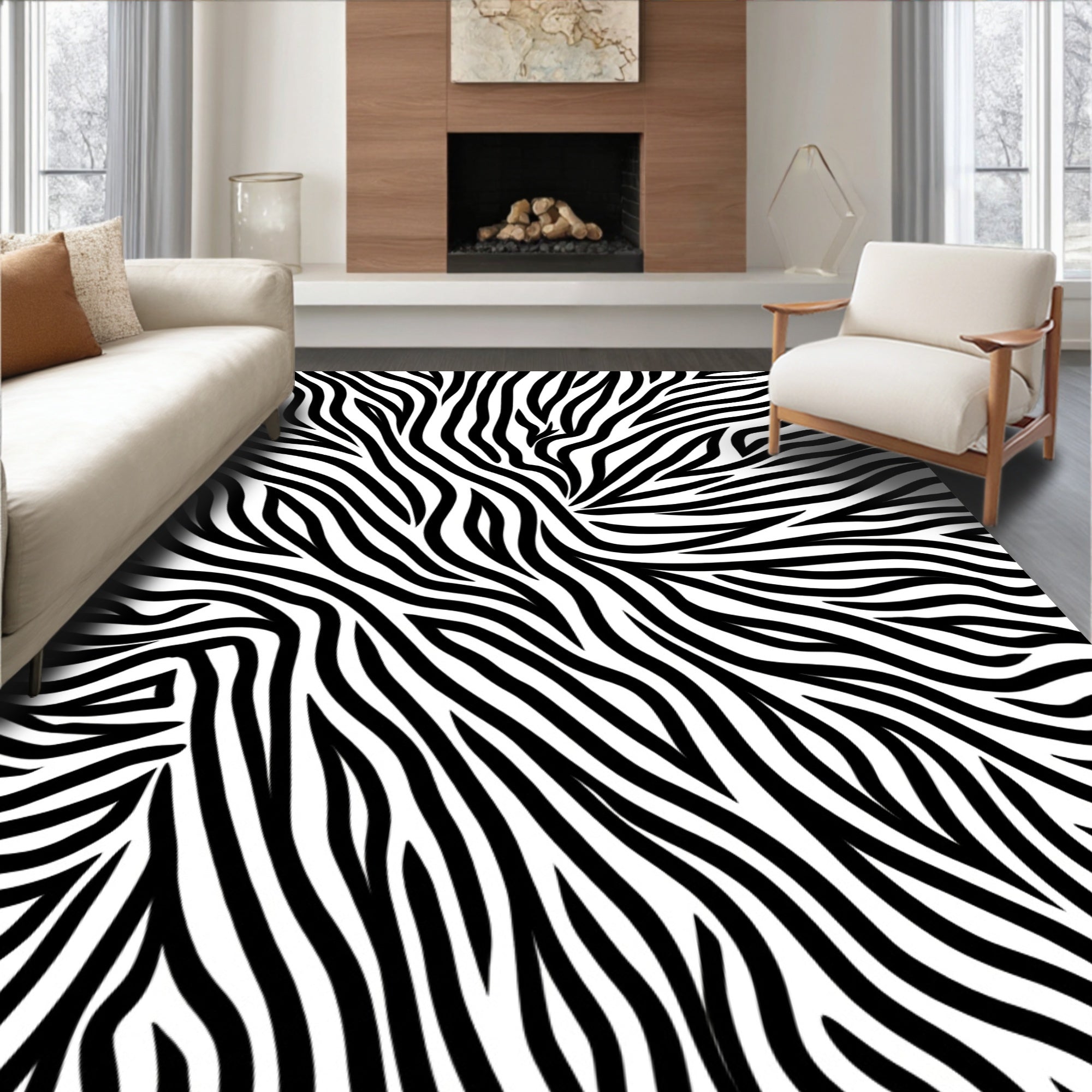 Bold Black and White Zebra Stripes Rug