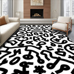 Abstract Black White Graffiti Design Rug