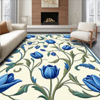 Regal Floral Vine Blue Tulip Rug