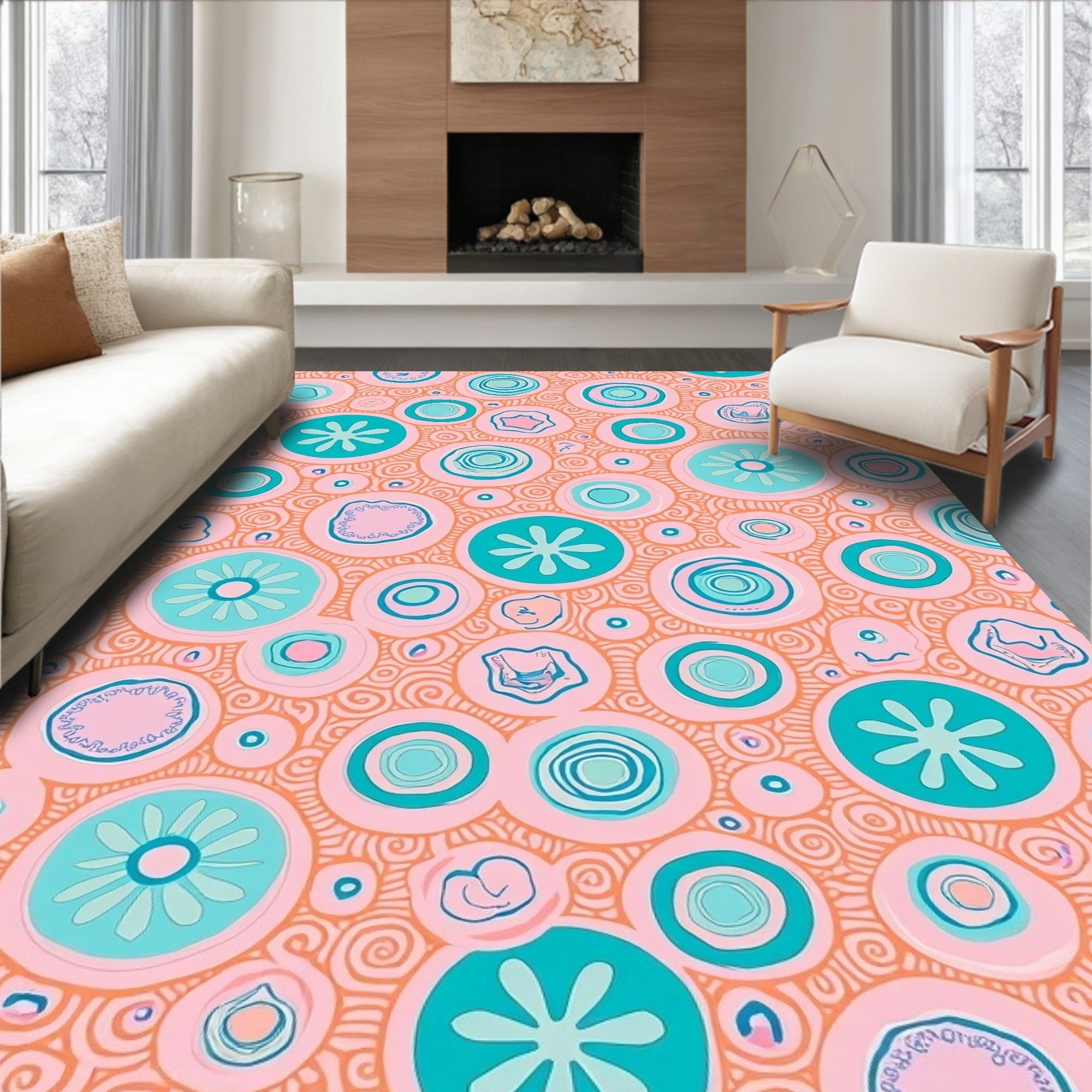 Whimsical Circles Vibrant Pattern Rug