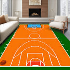 Sport Court Orange White Geometric Design Rug