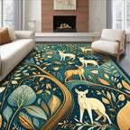 Woodland Creatures Foliage Pattern Rug