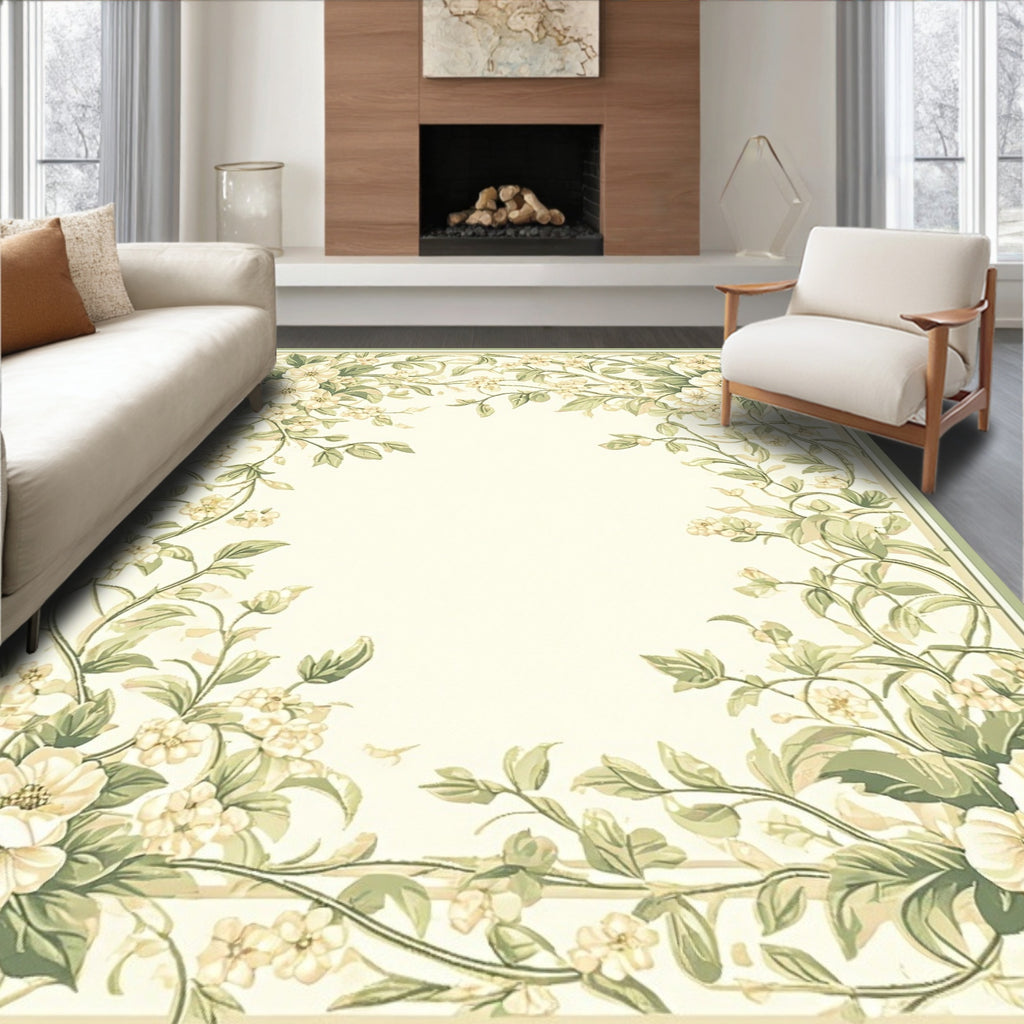 Vintage Floral Vine Scroll Pattern Rug