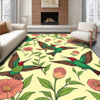 Hummingbirds And Pink Floral Pattern Rug