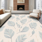 Light Blue Feather Botanical Pattern Rug