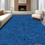 Dynamic Blue Swirl Marble Pattern Rug