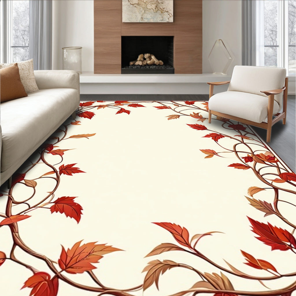 Autumn Leaves Vine Border Frame Rug