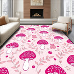 Cute Pink Mushroom Animal Pattern Rug
