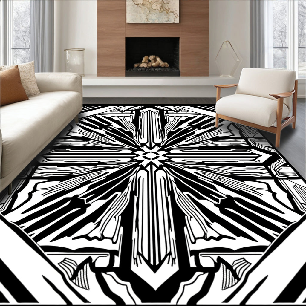 Geometric Sunburst Contemporary Design Rug